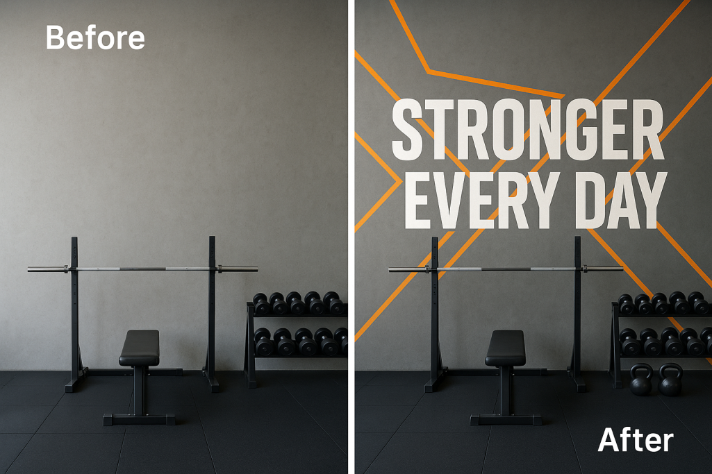 Motivational quote wall mural printed in Kent gym