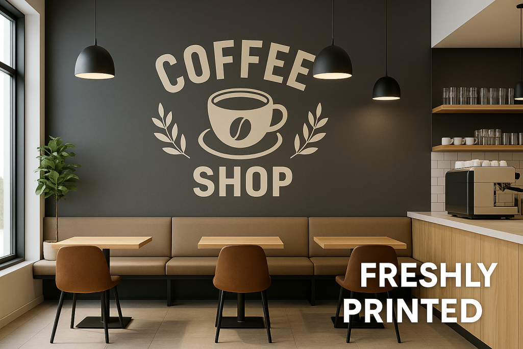 UV wall printing of coffee shop mural in London