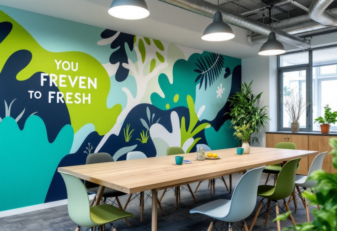 Custom wall mural printed directly onto wall using UV wall printing in Kent